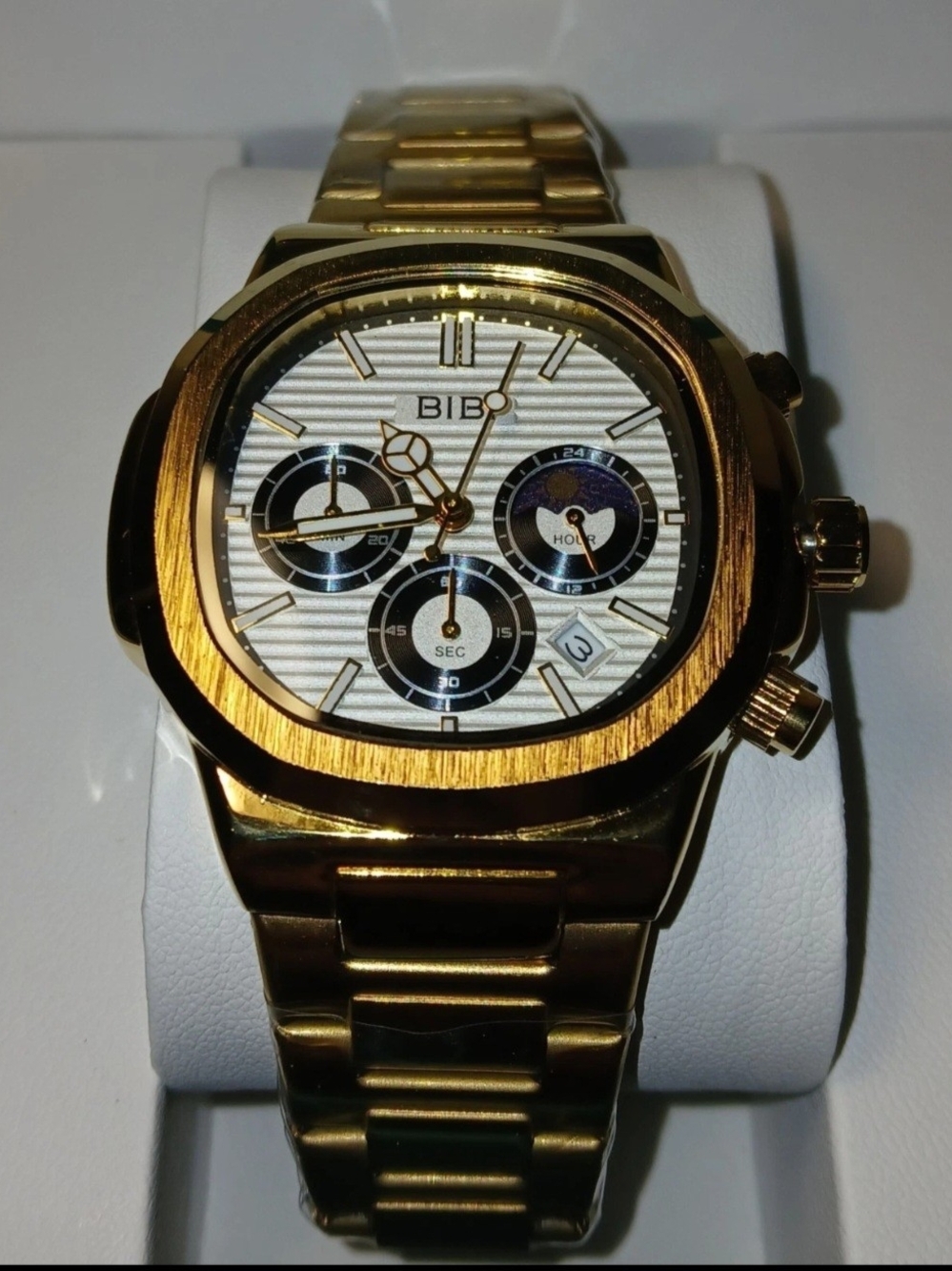 BiBi Gold Tone Men's Chronograph Watch with White Dial